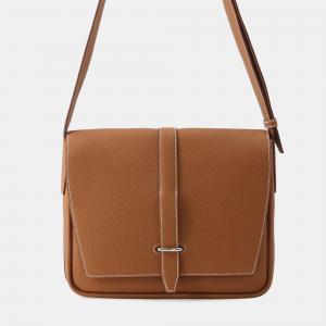 Pre Owned Hermes Steve Junior Gold Togo Calfskin Leather Crossbody Bag