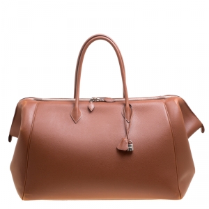 Hermes Brique Evergrain Leather Paris Bombay 50 Duffle Bag