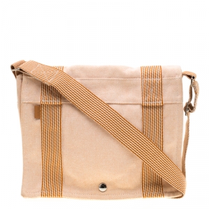 Hermes Orange Canvas Vassus Messenger Bag