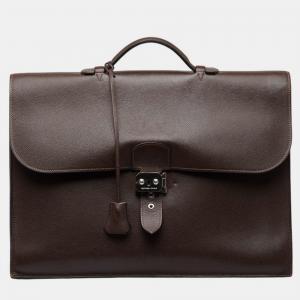 Hermes Brown Leather Togo Sac à Dépêches 38