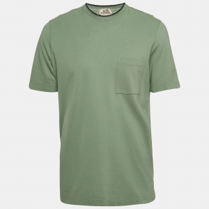 Hermes Green Cotton Pique Cotton Half Sleeve T-Shirt L