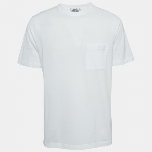 Hermes White Cotton Pique Crew Neck T-Shirt M