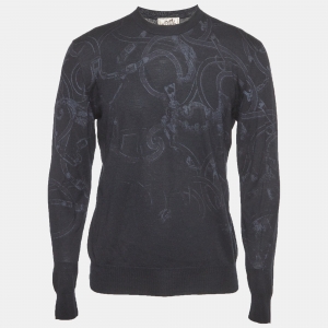 Pre Owned Hermes Navy Blue L'Instruction du Roy Patine Cashmere Knit Sweater M