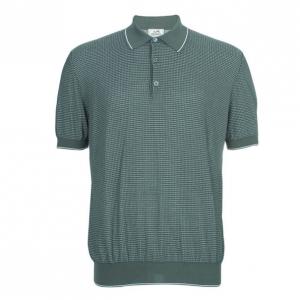 Hermes Green Textured Mens Polo Shirt XXXL