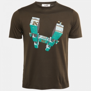 Hermès Green Graphic printed Cotton Knit Crewneck T-Shirt XS