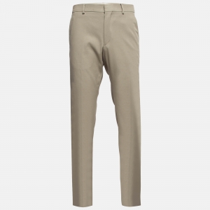 Hermes Beige Cotton Deperlant Decoupe Drill de Trousers L