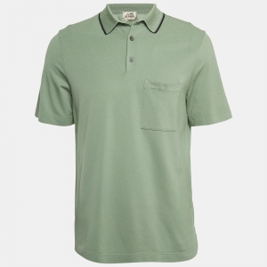 Hermes Green Cotton Pique Polo T-Shirt S