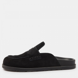 Hermes Black Suede Go Flat Mules Size 42