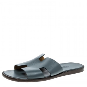 Hermes Grey Leather Izmir Sandals Size 43
