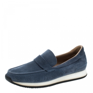 Hermes Blue Suede Injection Loafer Sneakers Size 41