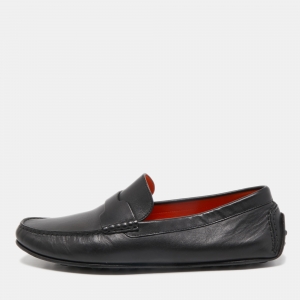 Hermes Black Leather Kennedy Loafers Size 43