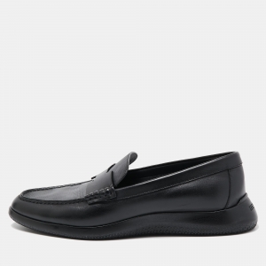 Hermes Black Leather Kennedy Slip On Loafers Size 43.5