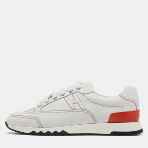Hermes White Leather Quicker Sneakers Size 40