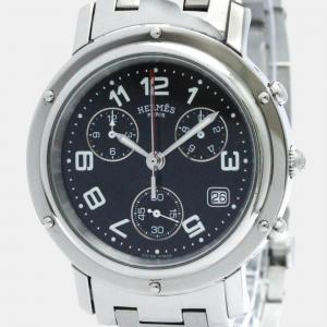 Hermes Black Stainless Steel Clipper CL1.910 Quartz Men's Wristwatch 38 mm