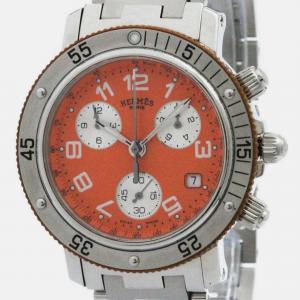 Hermes Orange Stainless Steel Clipper CL2.916 Quartz Men's Wristwatch 40 mm