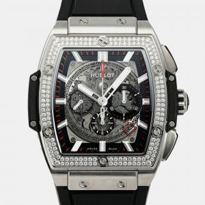 Hublot Grey Titanium Diamond Big Bang 601.NX.0173.LR.1104 Automatic Men's Wristwatch 45 mm