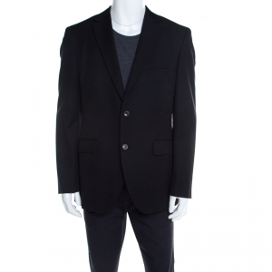 Boss By Hugo Boss Black Self Striped Wool and Mohair Segal Blazer XL