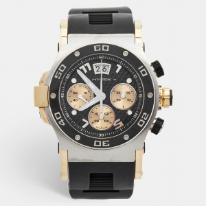 Hysek Black 18K Rose Gold Stainless Steel Rubber Abyss Explorer AB06 Men's Wristwatch 44 mm