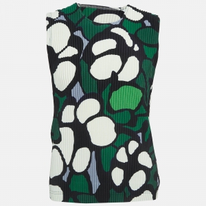 Issey Miyale Homme Plisse Green Printed Stretch Knit Tank Top One Size