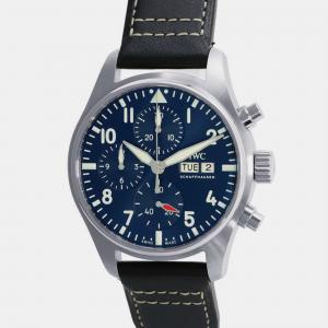 IWC Blue Stainless Steel Pilot Automatic Men's Wristwatch 41 mm