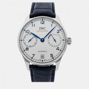 IWC Silver Stainless Steel Portugieser Automatic Men's Wristwatch 42 mm