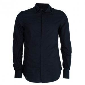 Jean Paul Gaultier Mens Laser Cut Collar Black Shirt M