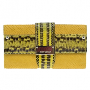 Pre Owned Jimmy Choo Embossed Leather and Elaphe Uma Wallet