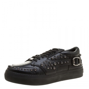 Jimmy Choo Black Studded Leather Roman Sneakers Size 42