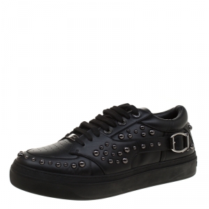 Jimmy Choo Black Studded Leather Roman Sneakers Size 43