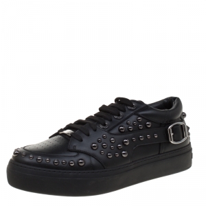 Jimmy Choo Black Studded Leather Roman Sneakers Size 40