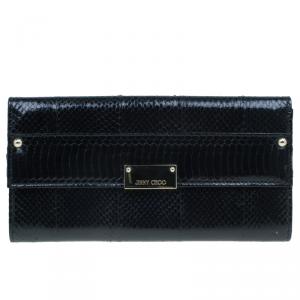 مملوكة مسبقًا حقيبة جيمي تشو رييز جلد ثعبان أسود كلتش