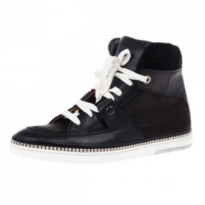 Jimmy Choo Black Viper Print Leather High Top Sneakers Size 42
