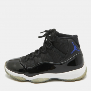 Jordan Black Patent and Leather Jordan 11 Retro Space High Top Sneakers Size 42.5