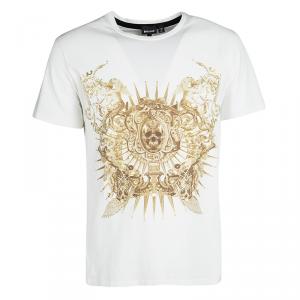 Just Cavalli White Metallic Skull Print Short Sleeve T-Shirt L