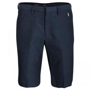 Kenzo Marine Blue Linen Blend Bermuda Shorts M