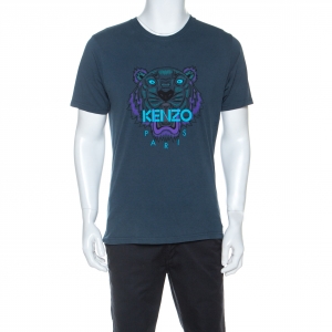 Kenzo Green Cotton Tiger Motif Print T-Shirt M