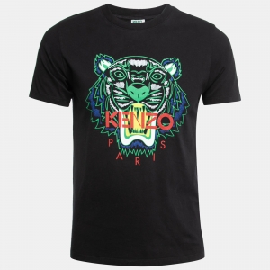 Kenzo Black Tiger Logo Print Cotton T-Shirt M