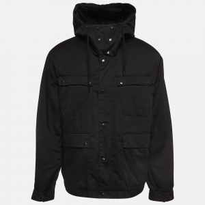 Kenzo Black Gabardine Hooded Jacket XL
