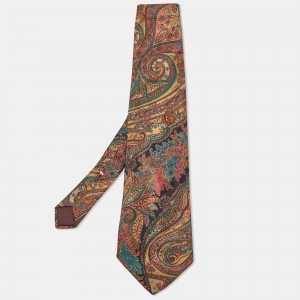 Lanvin Multicolor Paisley Print Satin Silk Traditional Tie