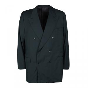 Lanvin Classique Vintage Bottle Green Double Breasted Wool Blazer 5XL