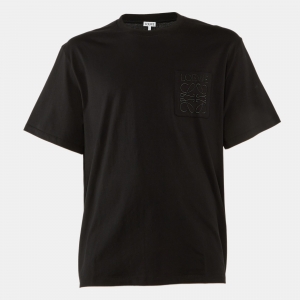 Pre Owned Loewe Black Cotton Anagram Embroidered Relaxed Fit T-Shirt L