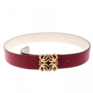 Loewe Red Leather Anagram Belt 95CM