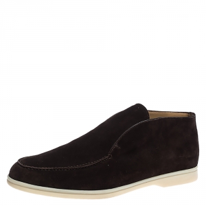 Pre Owned Loro Piana Brown Suede Leather Ankle Boots Size 44.5 