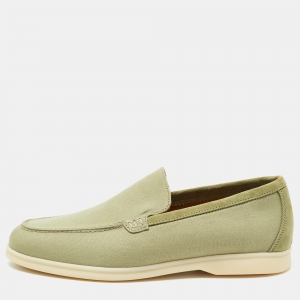 Loro Piana Green Suede and Fabric Summer Walk Loafers Size 41.5