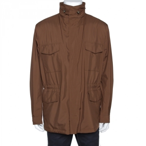 Loro Piana Brown Traveller Windmate Hooded Jacket XL