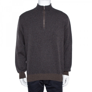 Pre Owned Loro Piana Brown Cashmere Roadster Pull Sweater L