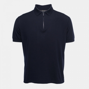 Pre Owned Loro Piana Navy Blue Wool The Gift of Kings Polo T-Shirt L