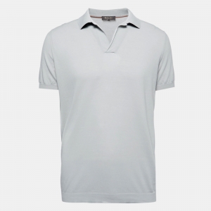 Pre Owned Loro Piana Grey Cotton Knit New Bay Polo T-Shirt XL