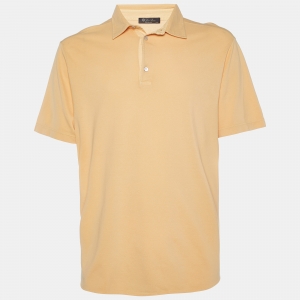 Pre Owned Loro Piana Orange Cotton Pique Polo T-Shirt XXL