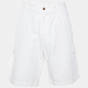 Pre Owned Loro Piana White Cotton & Line Shorts 3XL